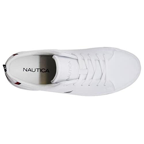 Nautica Men's Fashion Sneaker, Classic Low Top Loafer, Casual Lace-Up Shoe-Graves-White/Navy Size-10.5 #TOP3