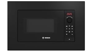 Bosch BFL623MB4 Serie 2 Einbau-Mikrowelle, 38 x 60 cm, 20 L, 800W, AutoPilot 7 Programme, QuickStart, LED-Display, hydrolytische Reinigung, Schwarzglas