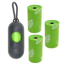 BIODEGRADABLE DOG POOP BAGS, 10 ROLLS + DISPENSER (LIGHT GREEN)