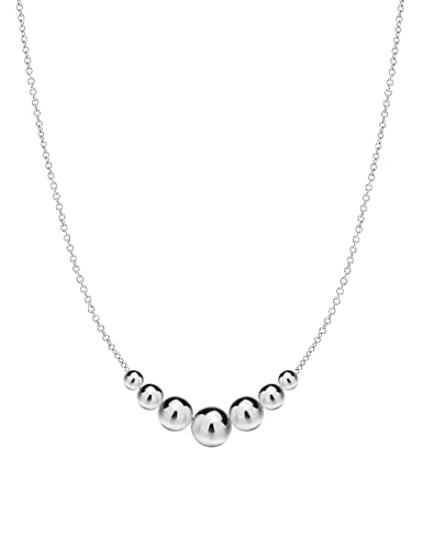 Savlano 925 Sterling Silver 14K Gold Plated 18 Inch Italian Solid Graduated Bead Ball Necklace Chain Comes With Gift Box for Women - Made in Italy