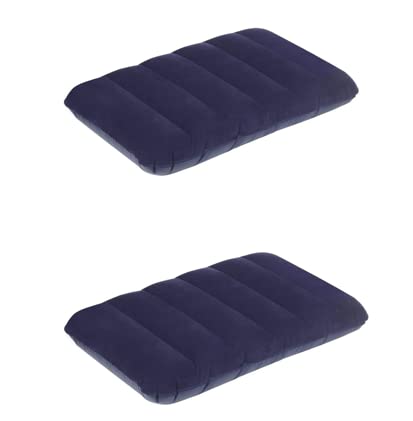 Image of Attachh Soft Comfortable Inflatable Velvet Air Pillow Cushion, Sleeping Bag, Travel Pillow (Blue, Pack of 1).