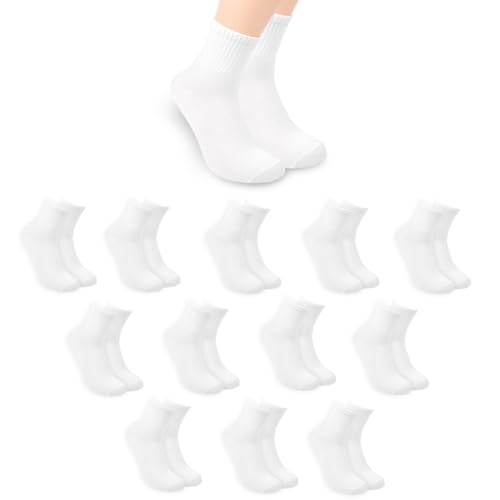ACCRUX Lot de 12 paires de chaussettes de sport hautes respirantes, confortables, absorbantes et résistantes pour un usage quotidien., blanc, 35-40 Alto