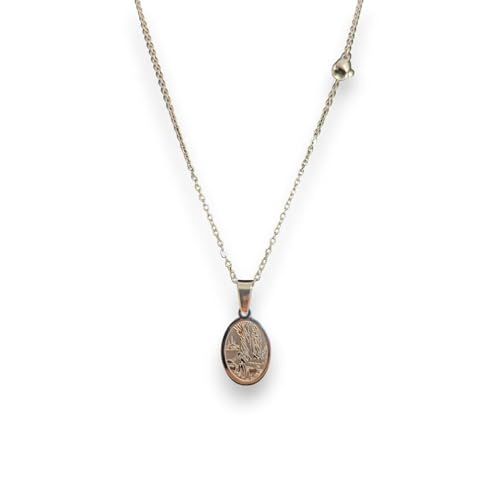 Médaille Notre-Dame de Lourdes collier acier inoxydable pendentif chrétien - 3