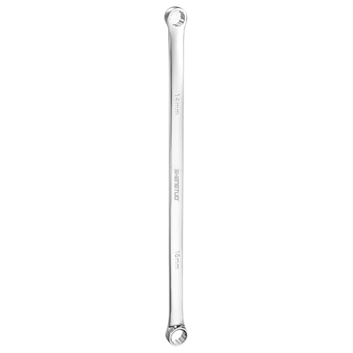 Image of HARFINGTON Double End Box Wrench 14 x 15 mm Metric 12 Point 0 Degree Offset Extra Long Double End Box Ratcheting Wrench CR-V Polished Long Spanner Tools for Repairs