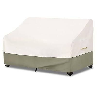 Bitubi Waterproof Patio Sofa Cover, Heavy Duty 3-Seater Outdoor Couch Cover Size Up to 79W x 38D x 35H Inches, Lawn Patio Furniture Covers with Air Vent (Beige)