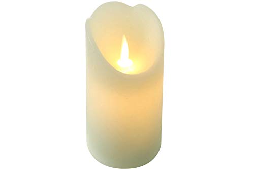 GDWorld LED Rustik Kerze Creme mit Flammeneffekt und Timer 15 cm