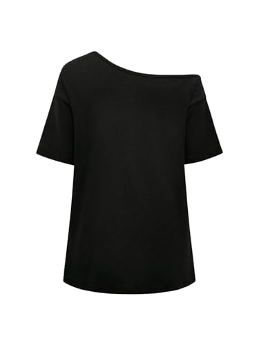 Women's Off The Shoulder Tops Graphic Goth Tee Y2k Vintage Asymmetrical Neck Oversized T Shirts2