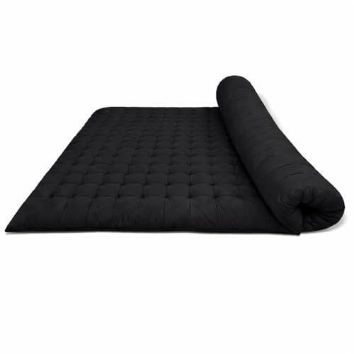 Image of ATOOTFUSION Soft Cotton Quilt | Foldable Light Weight Filled Single Firm Cotton Quilt Mattress| Gadda (Solid Coloured, Sleeping Capacity, 6 x 6 ft or 72 x 72 Inches) Double Bed (Black)