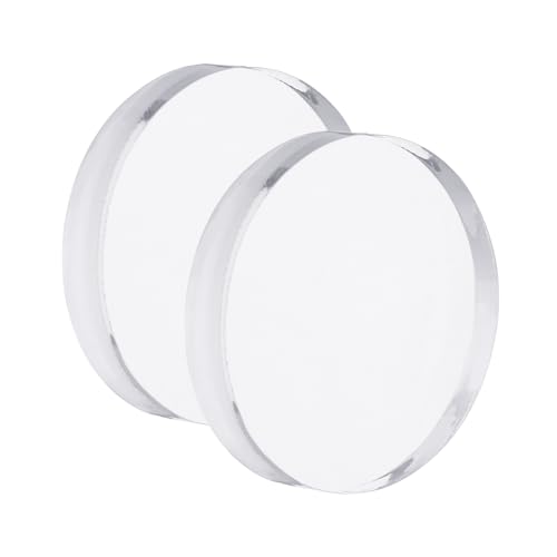 PATIKIL Acryl-Stempelblock, 2er-Pack Transparenter Stempelblock mit Rasterlinien Dekorative Montageblöcke Set Rund für Scrapbooking DIY Basteln Kartenherstellung