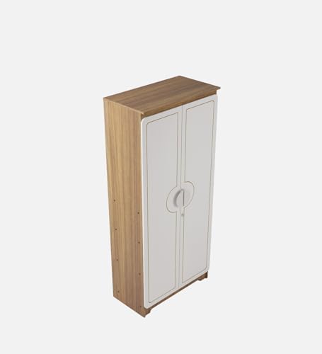 Image of COUCH CULTURE Astona Delight 2 Door Engineered Wood Wardrobe | Wooden Almirah | Multipurpose Storage Organizer | White Wardrobe | 1 Hanger Stand - 3 Shelves, 1 Year Warranty