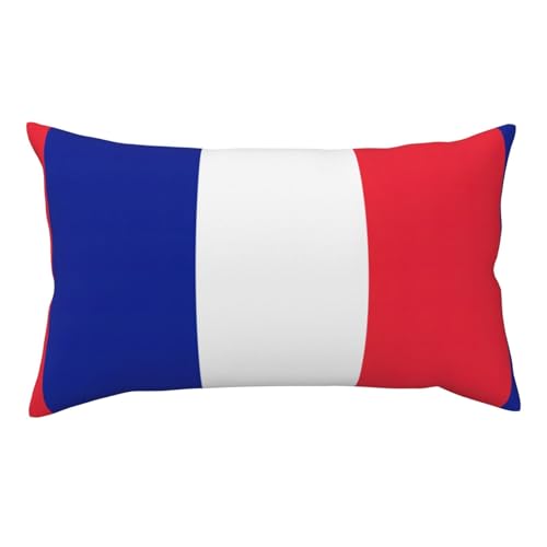 Taie d'oreiller en peluche douce imprimée drapeau français, housse décorative double face pour chambre à coucher et décoration de chaise d'appoint