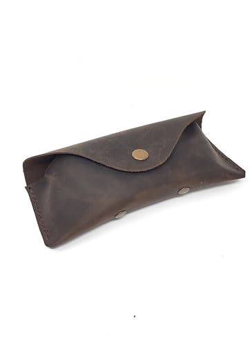 Image of Leather Eyeglass Case -Glasses Case - Sunglass Case - Genuine Leather Eyeglasses Case with Snap Closure