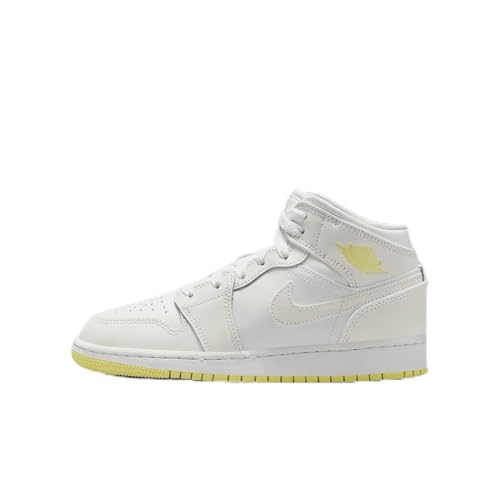 Air Jordan 1 Mid Big Kids' Shoes (FD8780-181, Sail/White/Light Laser Orange) Size 5.5