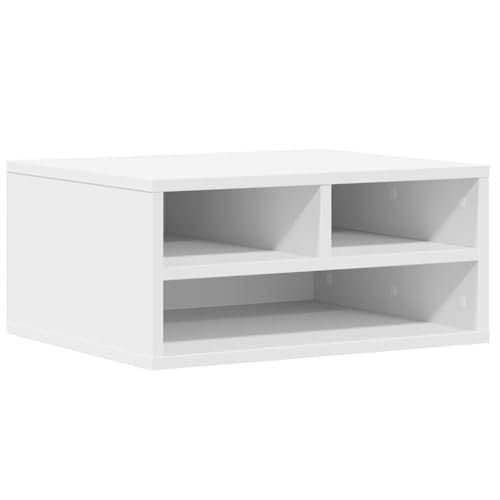 vidaXL Support d'imprimante blanc 49x40x22,5 cm bois d'ingénierie, table d'imprimante, table d'imprimante d'ordinateur, support d'imprimante avec rangement