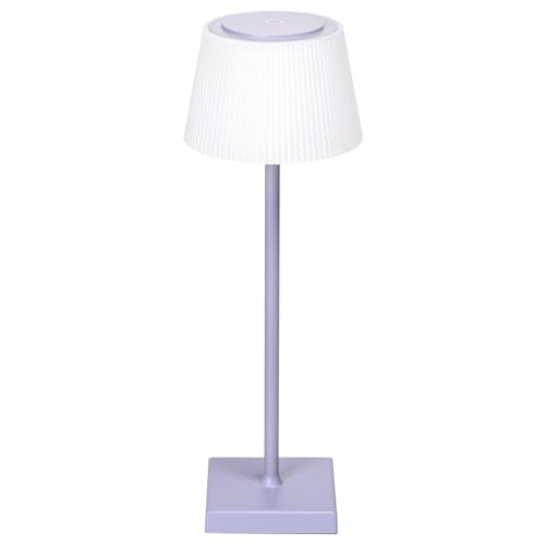 Aigostar LED Akku Tischlampe Kabellos, Tischleuchte Touch Dimmbare, 3 Farbtemperatur, Nachttischlampe IP54 Wasserdicht für Innen und Außen, Schlafzimmer, Wohnzimmer, Restaurant, Garten - Lila