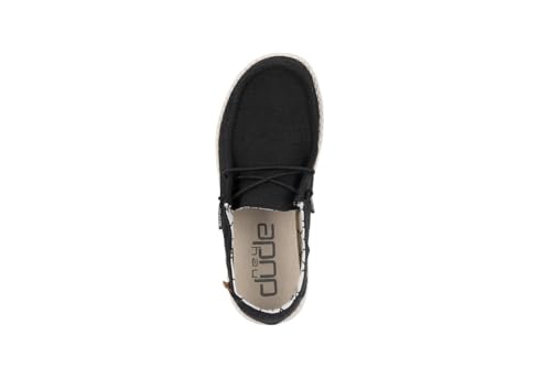 Image of HEYDUDE Girl's Wendy Youth Linen Black Size 9 | Girl's Shoes | Girl's Lace Up Loafers | Comfortable & Light-Weight