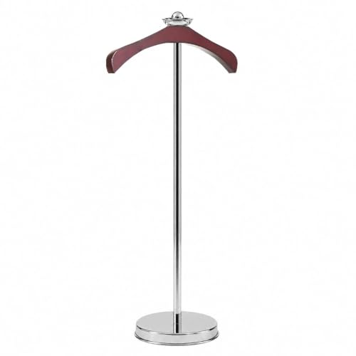 Image of LOCOMOTO Stainless Steel Coat Stand | Heavy Duty Garment Hanger Stand Rack | Cloth Stand for Office, Home, Showroom & Boutique | Rust Proof Durable Coat Hanger Stand (WOODEN HANGER)