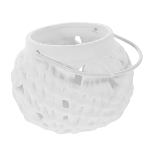 Cabilock 1pc Candlestick Vintage Decorative Lantern Candle Stand Vintage Lantern Glass Decor Wedding Lanterns Tealight Holders Wedding Ceremony Decorations Retro Ceramics White Tea Light
