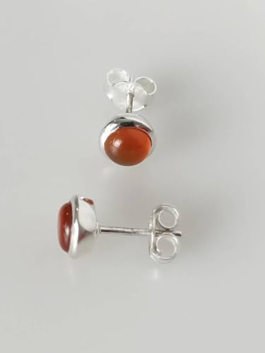 Cornaline naturelle : boucles d'oreilles anti-irritation argent 925