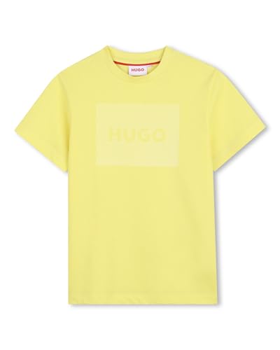 T-shirt HUGO garçon jaune : vêtement été en coton col rond mode enfant