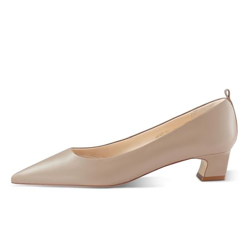 7or9 Block Heels for Women Comfortable Women’s Pumps Breathable Lambskin Heels Closed Toe Black Heels 1.38