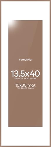 Image of Homeforia 13.5x40 Panoramic Frame Mocha, High End Metal 13.5x40 Picture Frames with Mat 10x30 Photo, 13.5 x 40 Poster Frames Matted to 10 by 30 Print, 40x13.5 Frames, Tempered Glass, Wall Kit, Set of 1