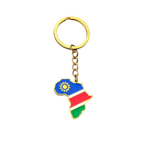 LUTAKU Porte-clés carte africaine 44 styles – Acier inoxydable doré émaillé National Pride accessoire femmes hommes porte-clés sacs porte-clés sœurs frères cadeaux d'anniversaire, Namibie, taille