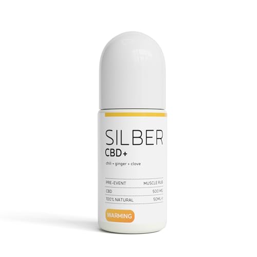 Silber CBD+ Warming Roll-on Oil, 500mg CBD, Pre-Event Muscle Rub, 50ml