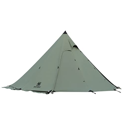 OneTigris Northgaze Canvas Hot Tent with Stove Jack, Wind-Proof Flame-Retardant, Durable 4 Season Camping Pyramid Teepee Tent for 2-4 Person (OD Green)