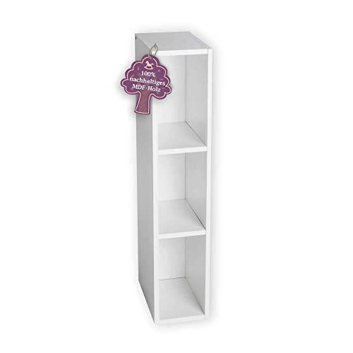 Puckdaddy Lasse | Stauraumregal kompatibel mit IKEA Hemnes Kommoden | 19x30x93cm | Holzst&auml;rke: 1,5cm | Regal in Wei&szlig; | Kommodenregal f&uuml;r Wickelkommode | Wickeltisch-Regal zur Kinderzimmer-Aufbewahrung