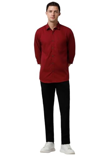 Peter England Men Maroon Slim Fit Casual Shirt - Image 5
