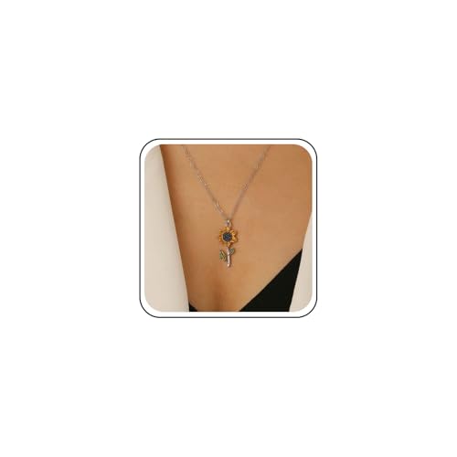 Collier ras du cou bohème avec pendentif tournesol en argent, le cadeau idéal pour elle