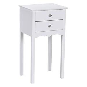 GIANTEX Nachttisch mit 2 Schubladen Weiß