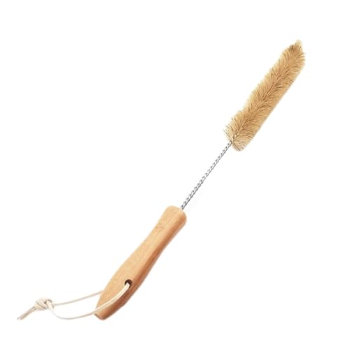 Spazzola lunga per bottiglie – Strumento di pulizia per bottiglie alto in legno | Scrubber per bottiglie con manico lungo antiscivolo, spazzola ergonomica per bottiglie a stelo lungo, spazzola