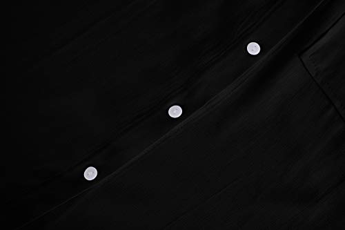 Womens Button Down V Neck T Shirts Collared Roll Up Long Sleeve Blouse Fitted Slit Casual Work Plain Tops With Pockets Black #TOP6