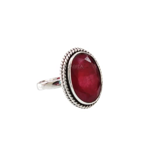 Ruby Corundum Ring, Natural Ruby Corundum Ring, July Birthstone, 925 Sterling Silver, Bohemian, Handmade, Statement Jewelry, Christmas, Womens Ring, Wedding Gift, Natural Gemstone Ring, Q-26 #TOP16
