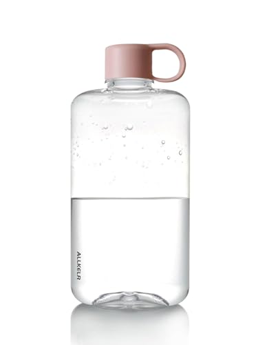 ALLKELR Botella de agua plana portátil de 17 onzas, botella de agua de plástico Tritan sin BPA para camping, fitness, deportes al aire libre, se adapta a bolso y bolsillo (rosa)