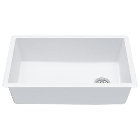 Karran QU-670 Undermount Quartz Composite 32 in. Single Bowl Kitchen Sink in White Cover