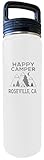 R and R Imports Roseville California Happy Camper 32 Oz Engraved White Insulated Double Wall Stainless Steel Water Bottle Tumbler