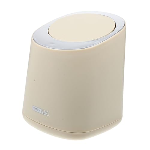 Mini caneca de basura rectangular beige para escritorio miniatura 1