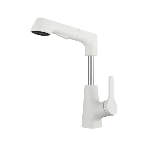 Grifo mezclador pull out blanco para limpiar el lavabo sin salpicaduras 1