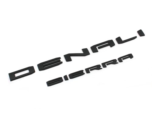 Image of 4PCS Matte Black Door Denali HD Rear Denali Sierra Emblems Letters Compatible with 2019-2024 Sierra 1500 2500hd 3500hd (Denali HD Matte Black), TL-009