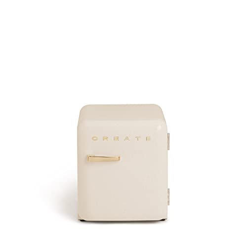 CREATE / RETRO FRIDGE 50 GOLD/Frigorífico blanco roto maneta oro / 85W, minibar, un estante, diseño retro, 50 cm, dos repisas, capacidad de 48L, bajo consumo, 50x44x49,8 cm
