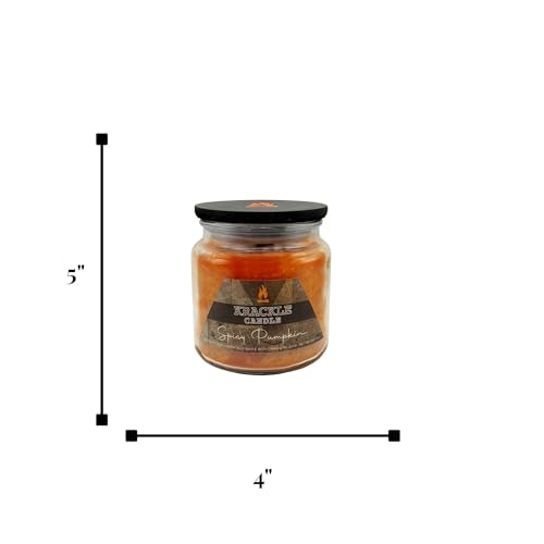 Image of Krackle Candle | Spicy Pumpkin | 16 oz Scented Candle with Natural Crackling Wooden Wick | Poured in the USA | Pumpkin, Cinnamon & Vanilla Bean Fragrance