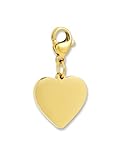 GD GOOD.designs Ciondolo Charms cuore con chiusura a moschettone | Pendente dorato in acci...