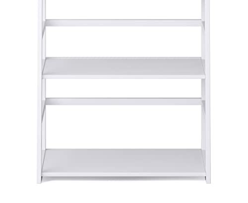 Simplihome Acadian Solid Wood 63 Inch X 30 Inch Transitional Ladder Shelf Bookcase In White With 5 Shelves, For The Living Room, Study And Office #TOP5