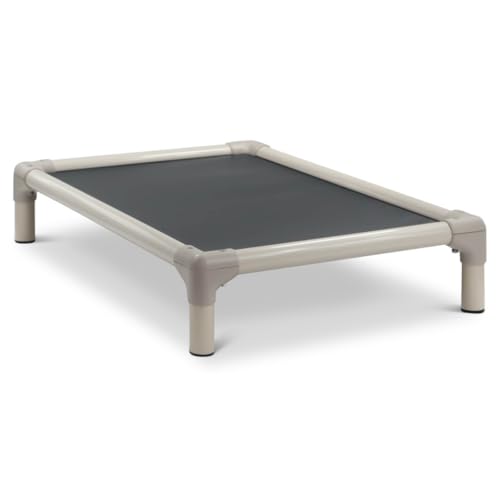 Kuranda Chewproof Elevated Pet Bed - Almond PVC - 40" x 25" - Heavy Duty Vinyl - Smoke