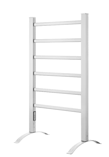 Odass | Towel Warmer | Built-in Timer with Led Indicators | 3 Timer Modes: ON/Off, 2 H, 4 H | Freestanding | 6 Bars | Aluminumâ€¦