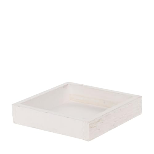 Holztablett I Dekotablett I Vintage Look I weiß I 14 x 14 x 3 cm I...