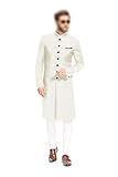 daindiashop-USA Indischer Jodhpuri-Achkan-Anzug für Herren, Hochzeit, Sherwani, Partykleidung, Bhandgala-Outfit, Cremeweiß, 46